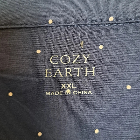 Cozy‎ Earth Blue White Polka Dot Short Sleeve Bamboo Pajama Set Size 2XL-3XL